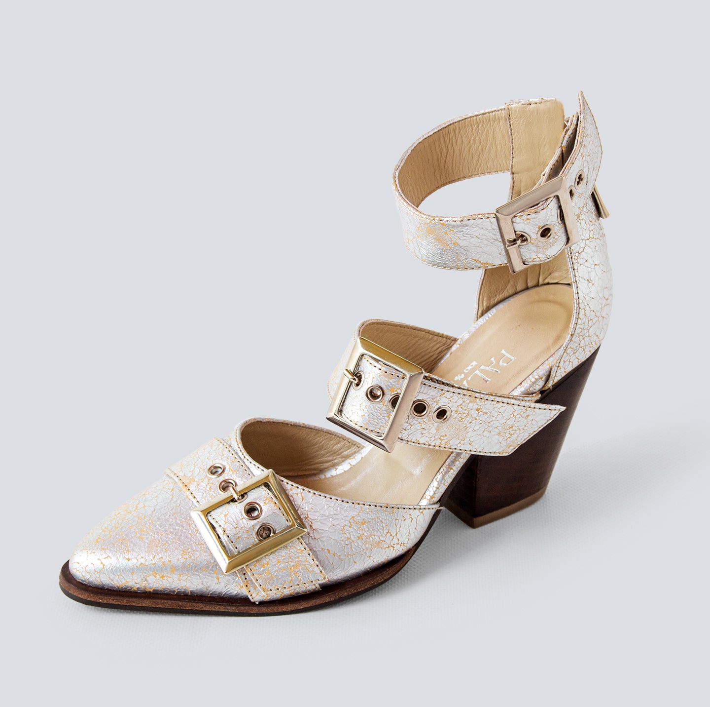 Zapato en cuero para mujer Plata stileto
