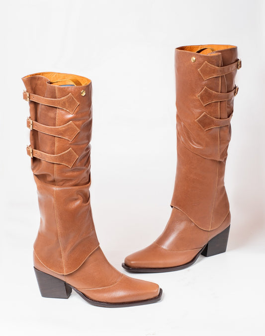 Botas en cuero Dúo cafe