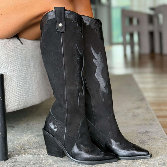 Bota texana Coachella negra textura