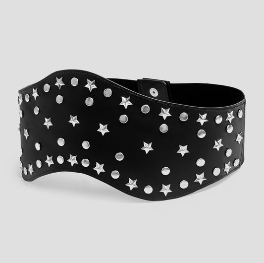 Cinturón en cuero para mujer Boho estrellas plata