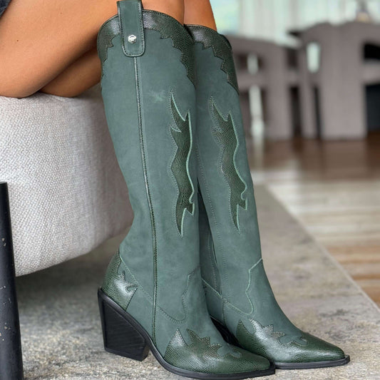 Bota texana Coachella verde textura