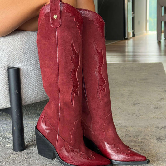 Bota texana Coachella vino textura