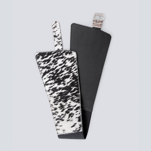 Cinturón en cuero para mujer pelo de vaca negro