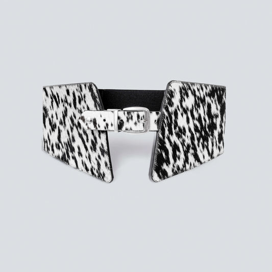 Cinturón en cuero para mujer pelo de vaca negro