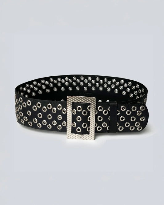 Cinturón en cuero para mujer ojáleles 260 plata