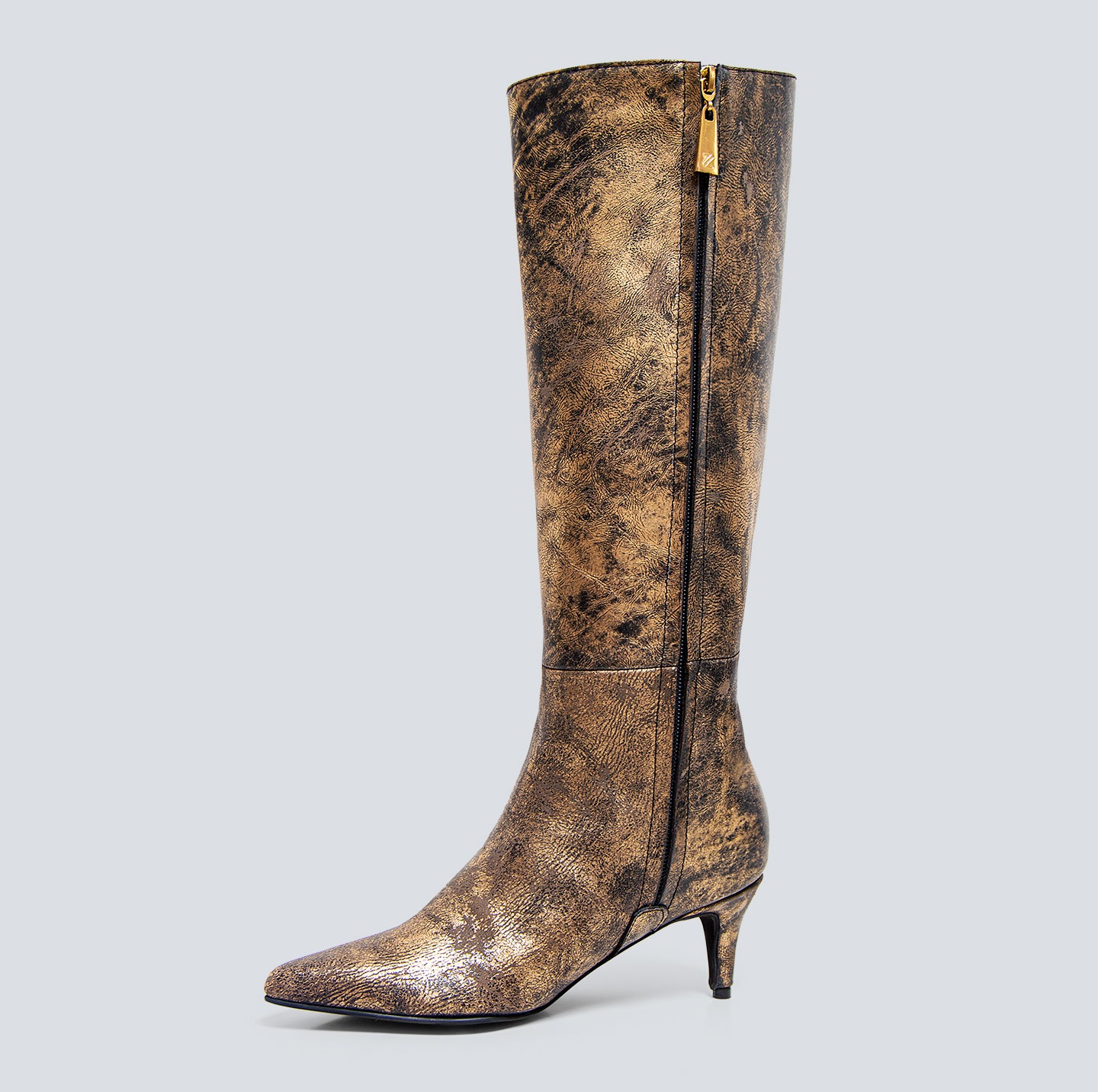 Botas en cuero Aria dorada