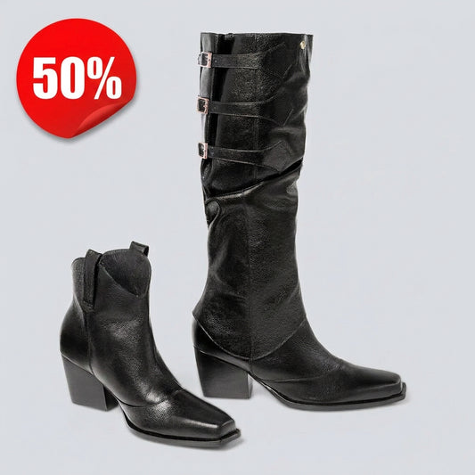 50% DESCUENTO Botas en cuero Dúo negra