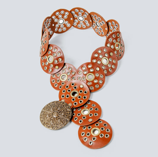 Cinturón en cuero para mujer texano cafe