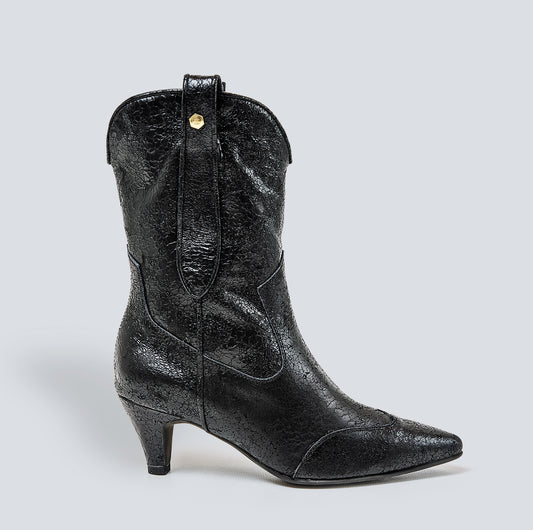 30% DESCUENTO-Botas en cuero Boho Negra