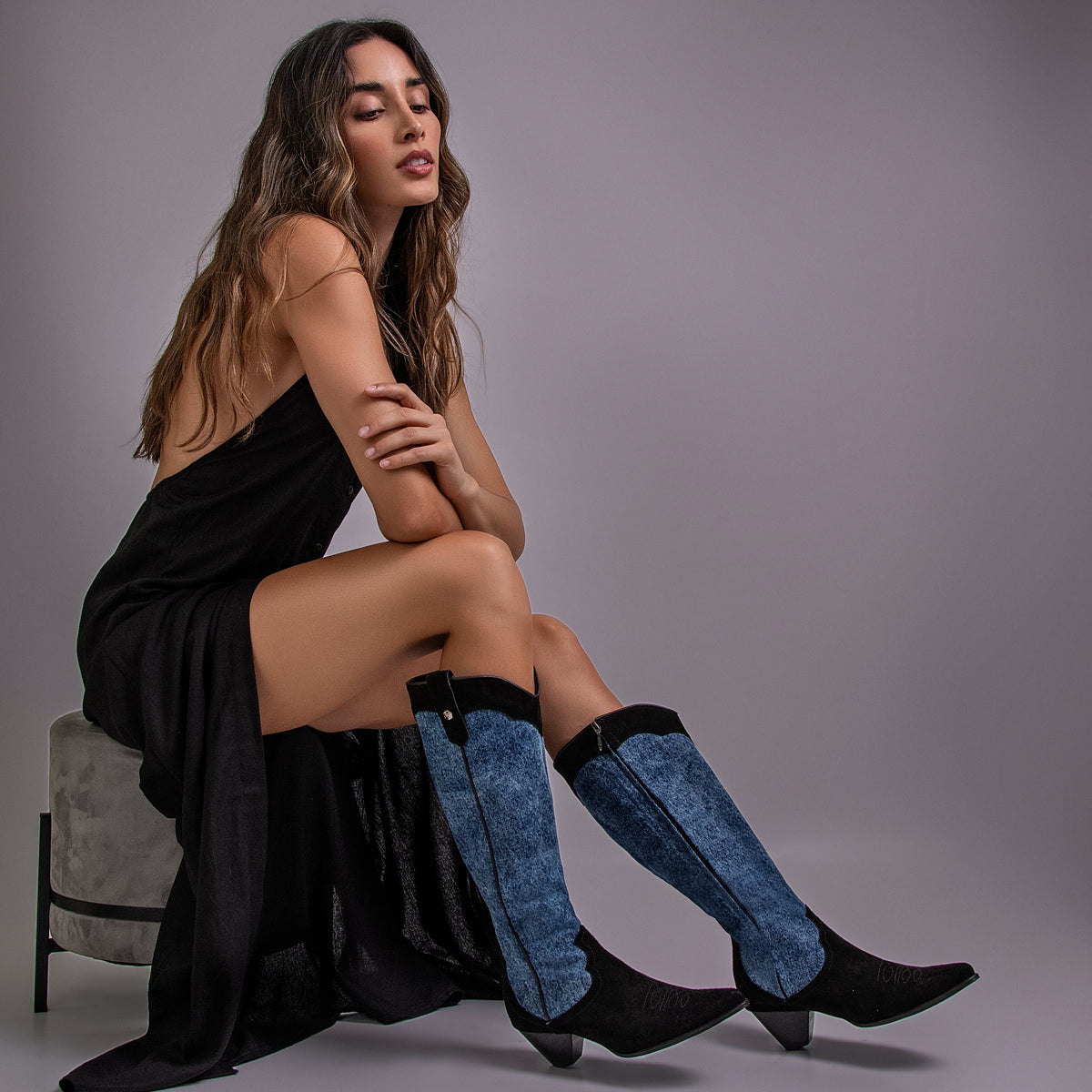 30% DESCUENTO- Botas en Denim y cuero
