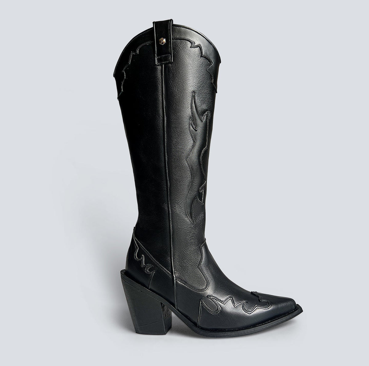 Bota en cuero texana Coachella Negra