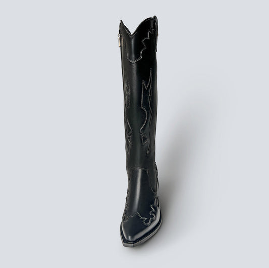 Bota en cuero texana Coachella Negra