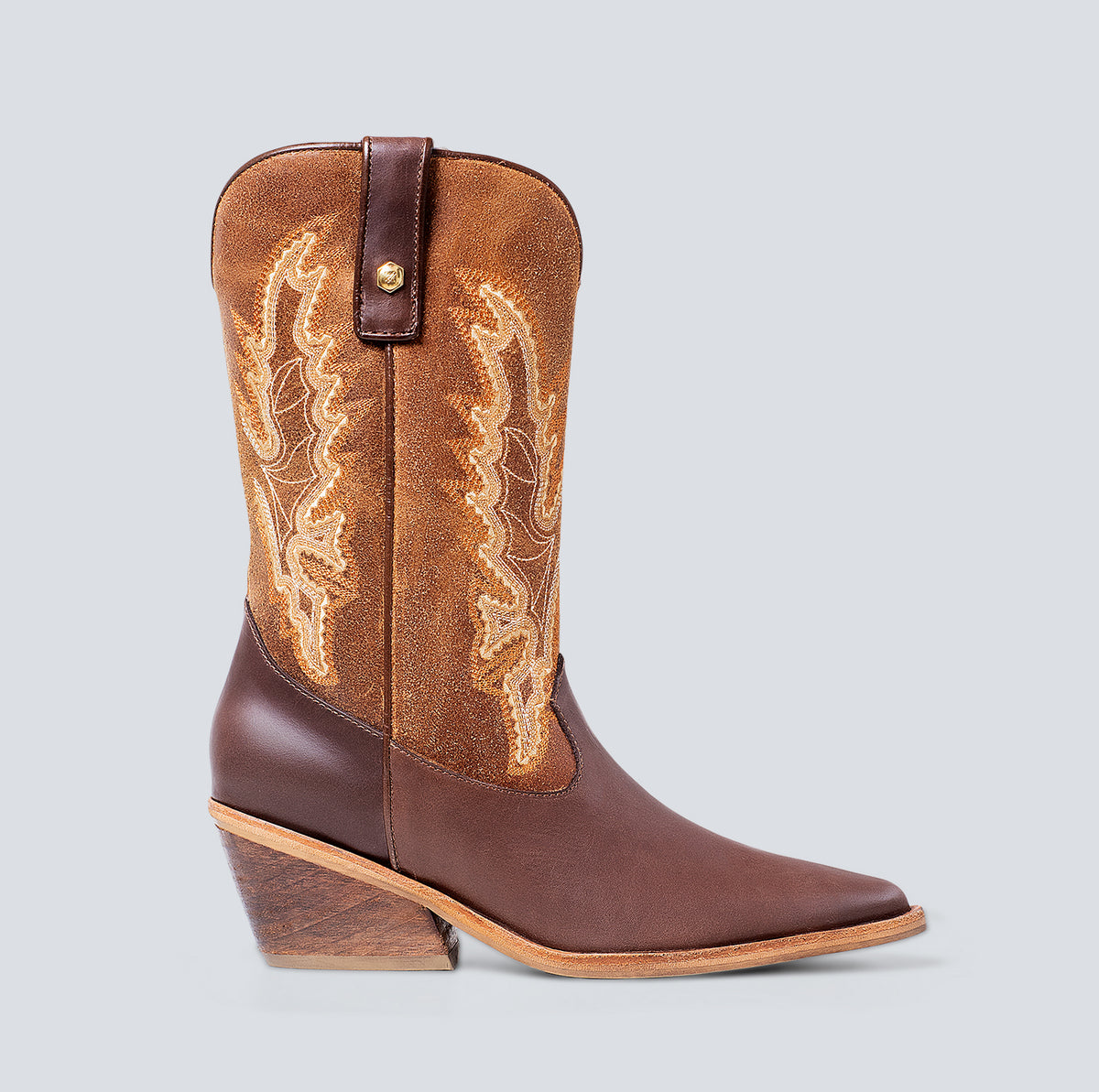 Botas en cuero para mujer coñac corta