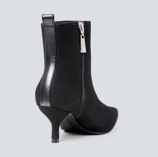Botines en cuero lineal negro