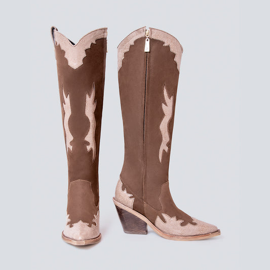 Bota texana Coachella cafe textura