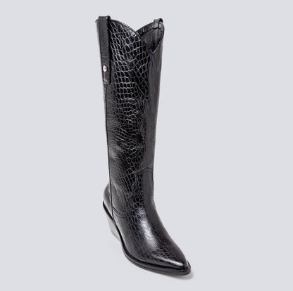 Botas en cuero texana clásica negra