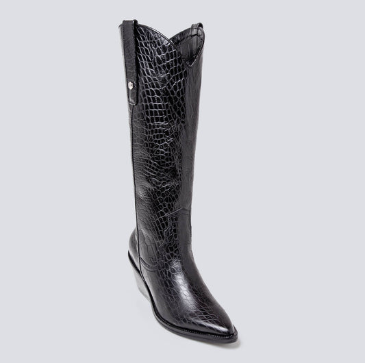 Botas en cuero texana clásica negra