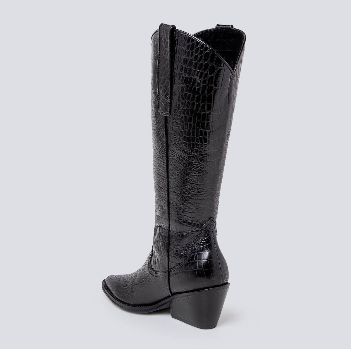 Botas en cuero texana clásica negra