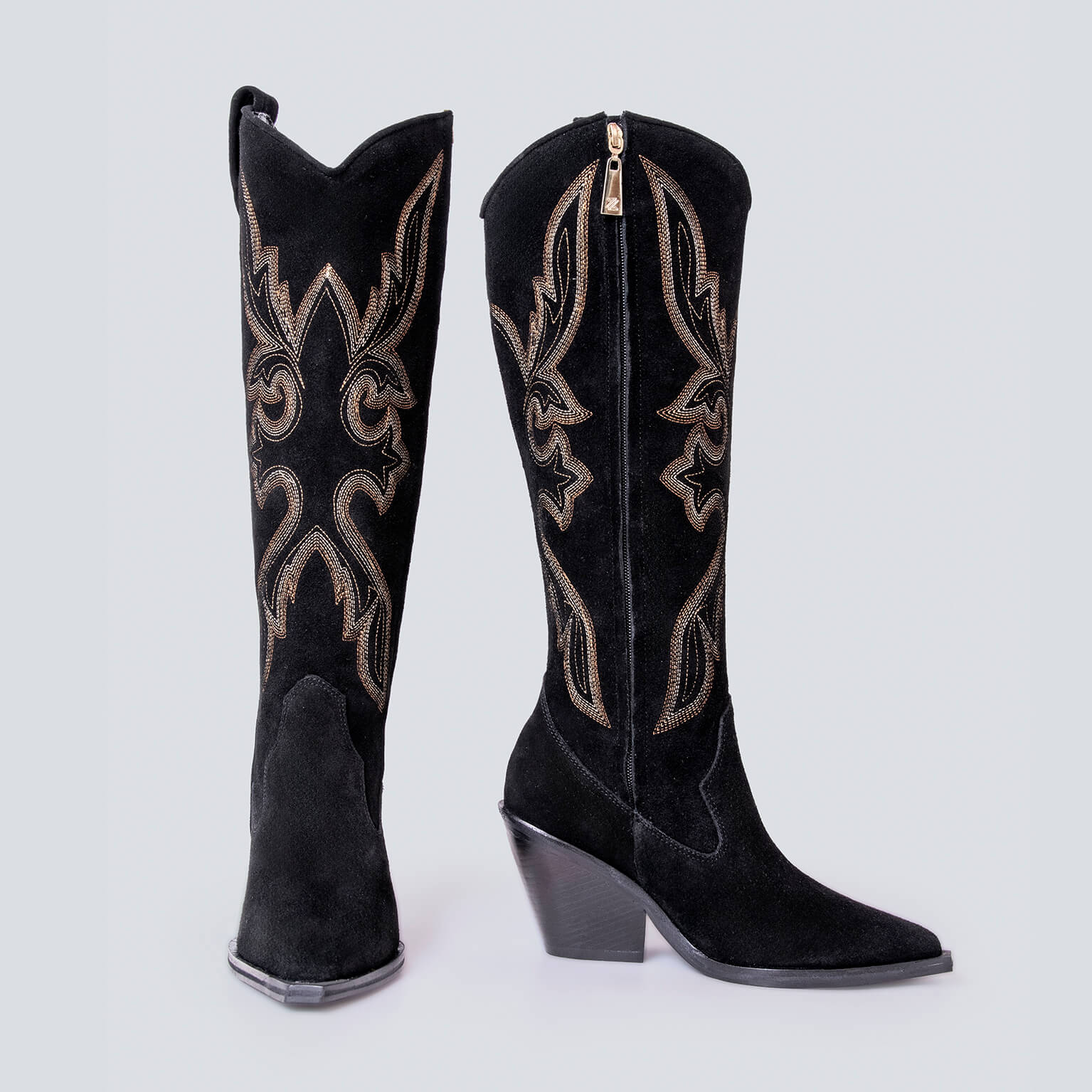 Bota texana Turín negra bordada