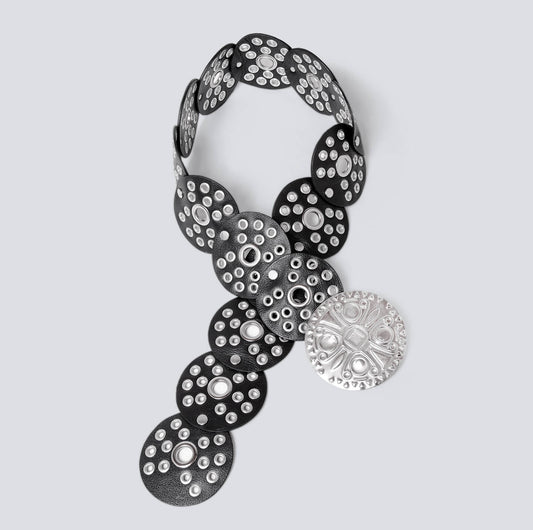 Cinturón en cuero para mujer Texano negro