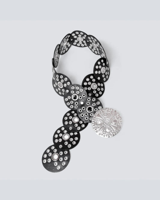 Cinturón en cuero para mujer Texano negro