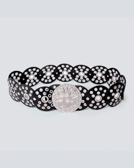 Cinturón en cuero para mujer Texano negro