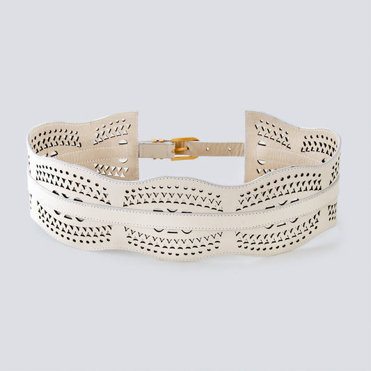 Cinturón en cuero para mujer laser beage