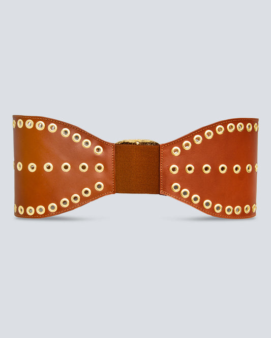 Cinturón en cuero para mujer siena dorado