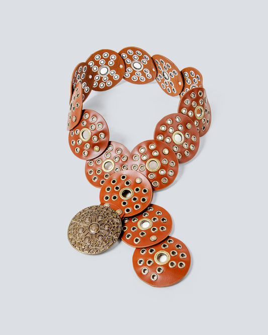 Cinturón en cuero para mujer texano cafe