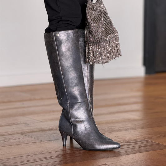 Botas en cuero Aria plata