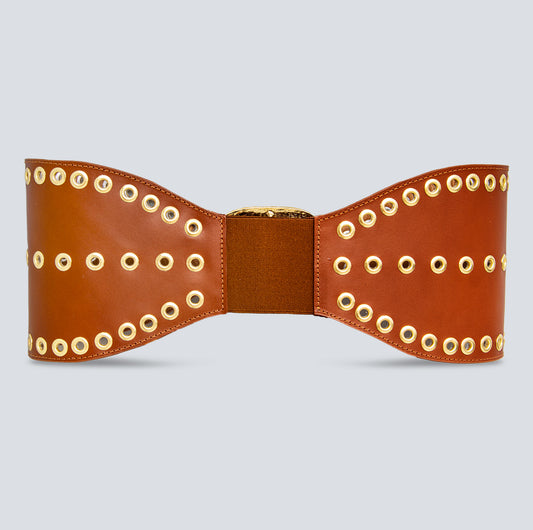 Cinturón en cuero para mujer siena dorado