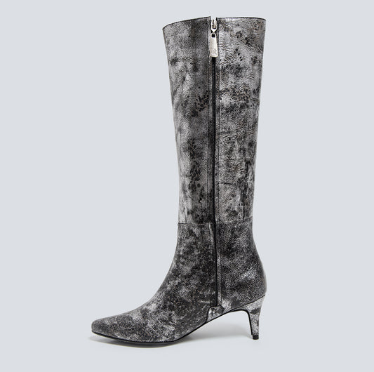 Botas en cuero Aria plata