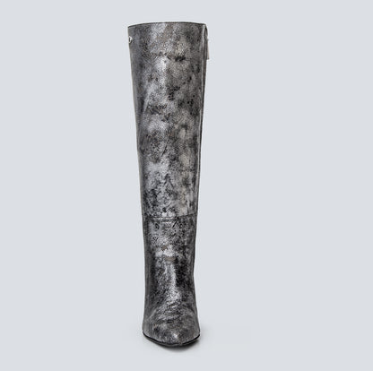 Botas en cuero Aria plata