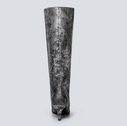 Botas en cuero Aria plata