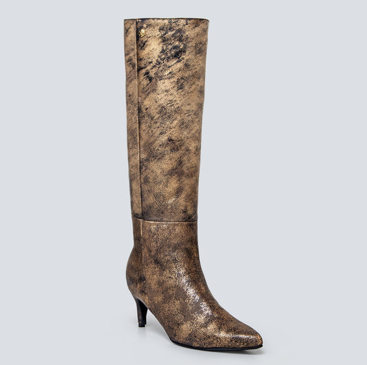Botas en cuero Aria dorada