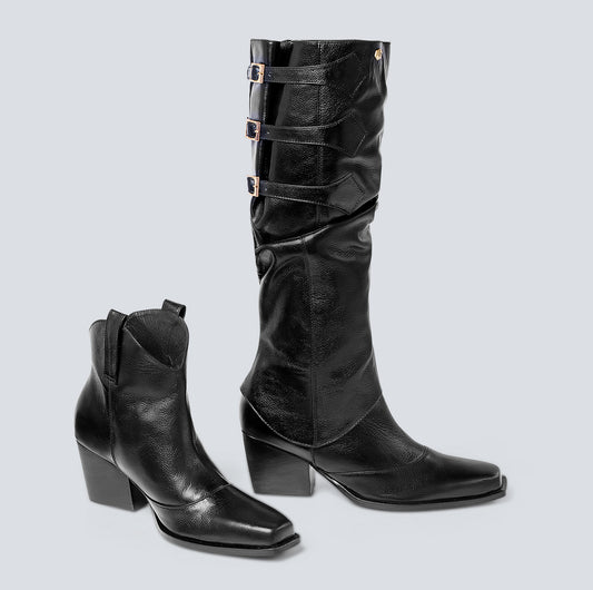 Botas en cuero Dúo negra