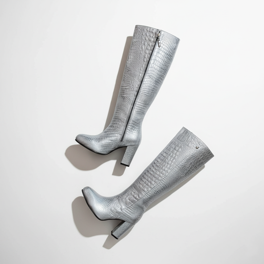 50% DESCUENTO- Botas print plata