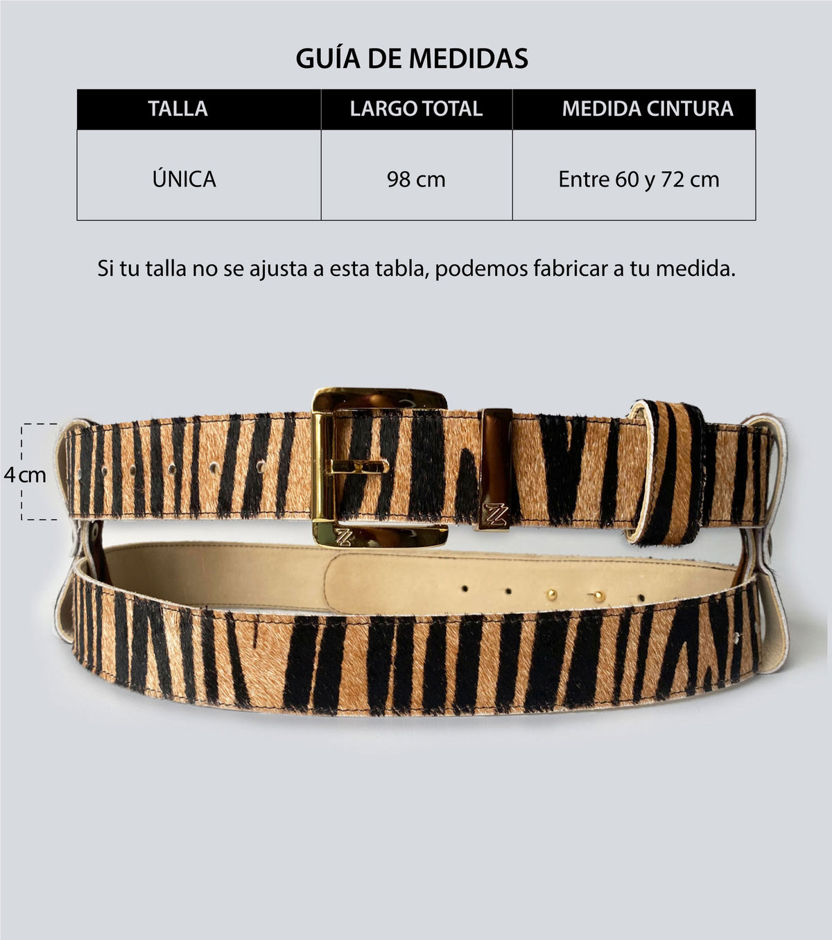 Cinturón en cuero para mujer doble cebra cafe