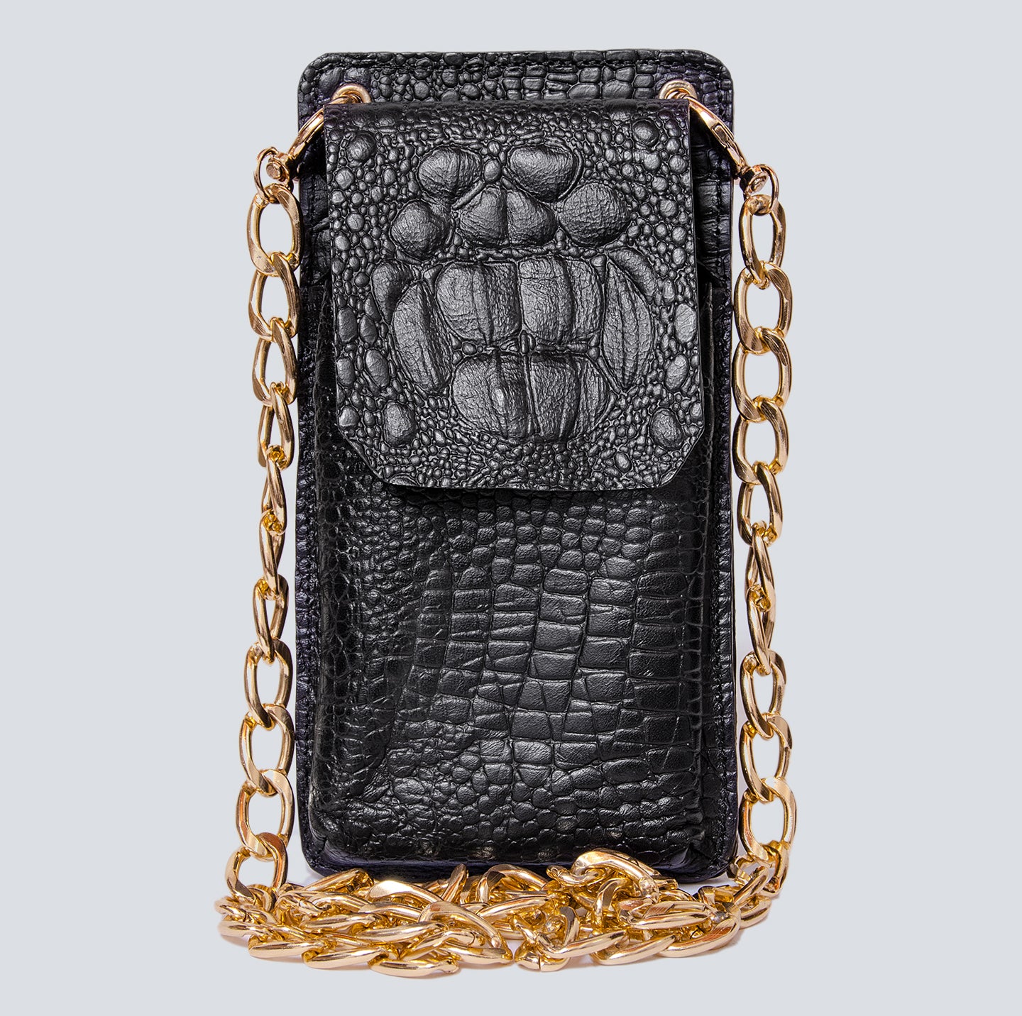 Bolso Porta celular en cuero negro