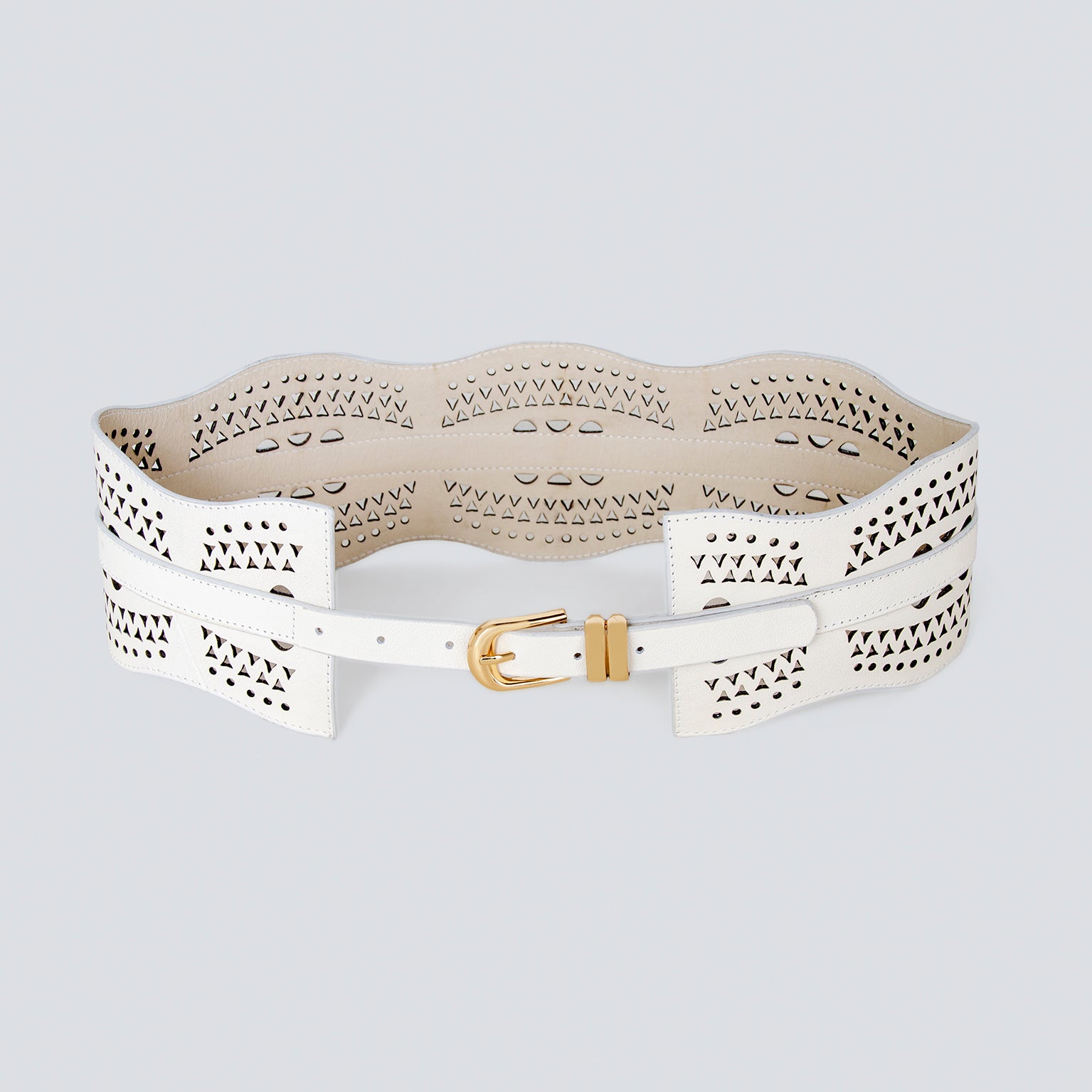 Cinturón en cuero para mujer laser beage