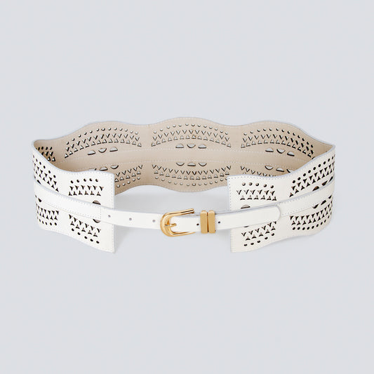 Cinturón en cuero para mujer laser beage