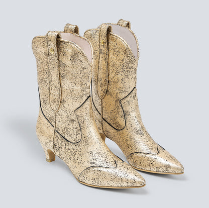 30% DESCUENTO- Botas en cuero Boho dorado