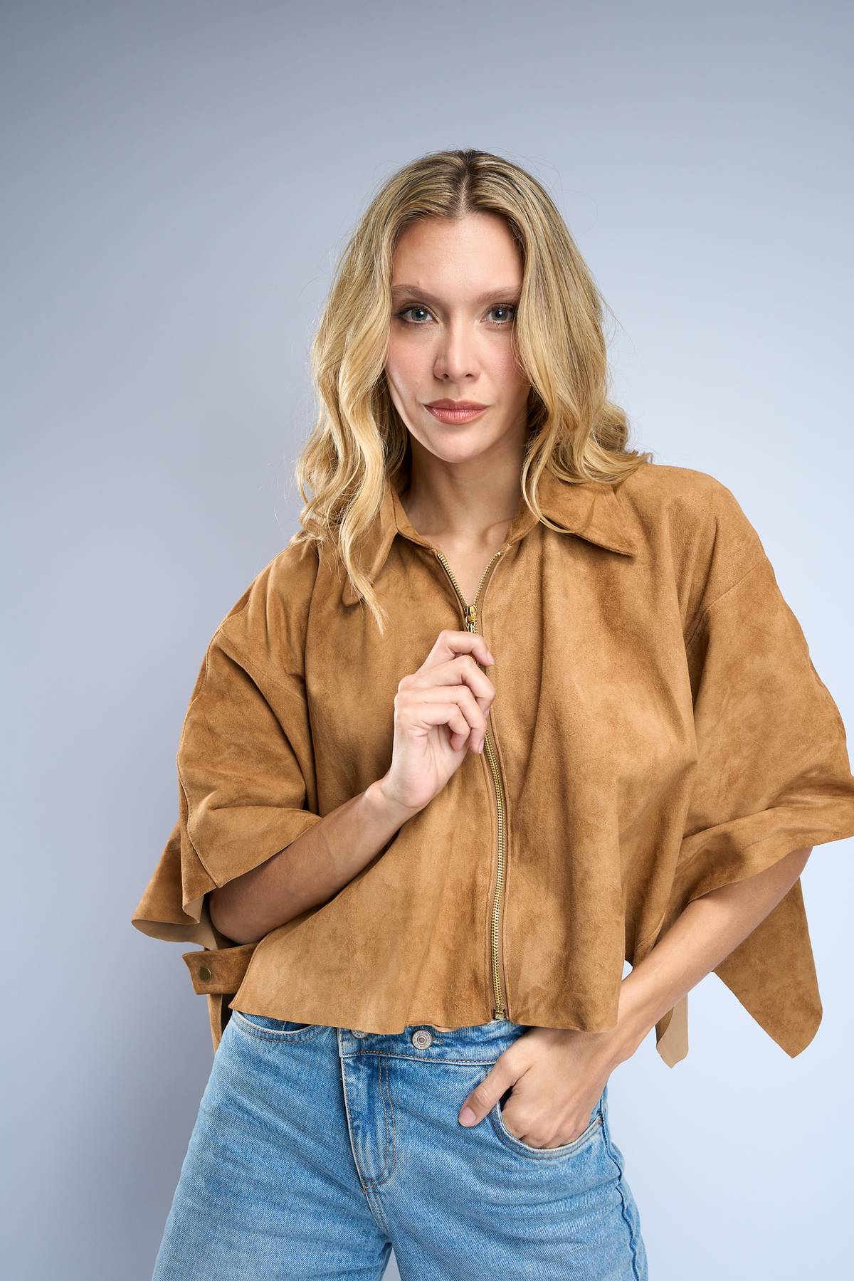 Capa de cuero miel Ariccia