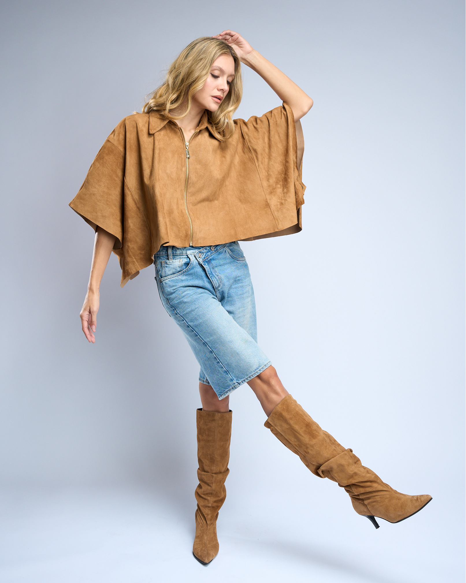 Capa de cuero miel Ariccia