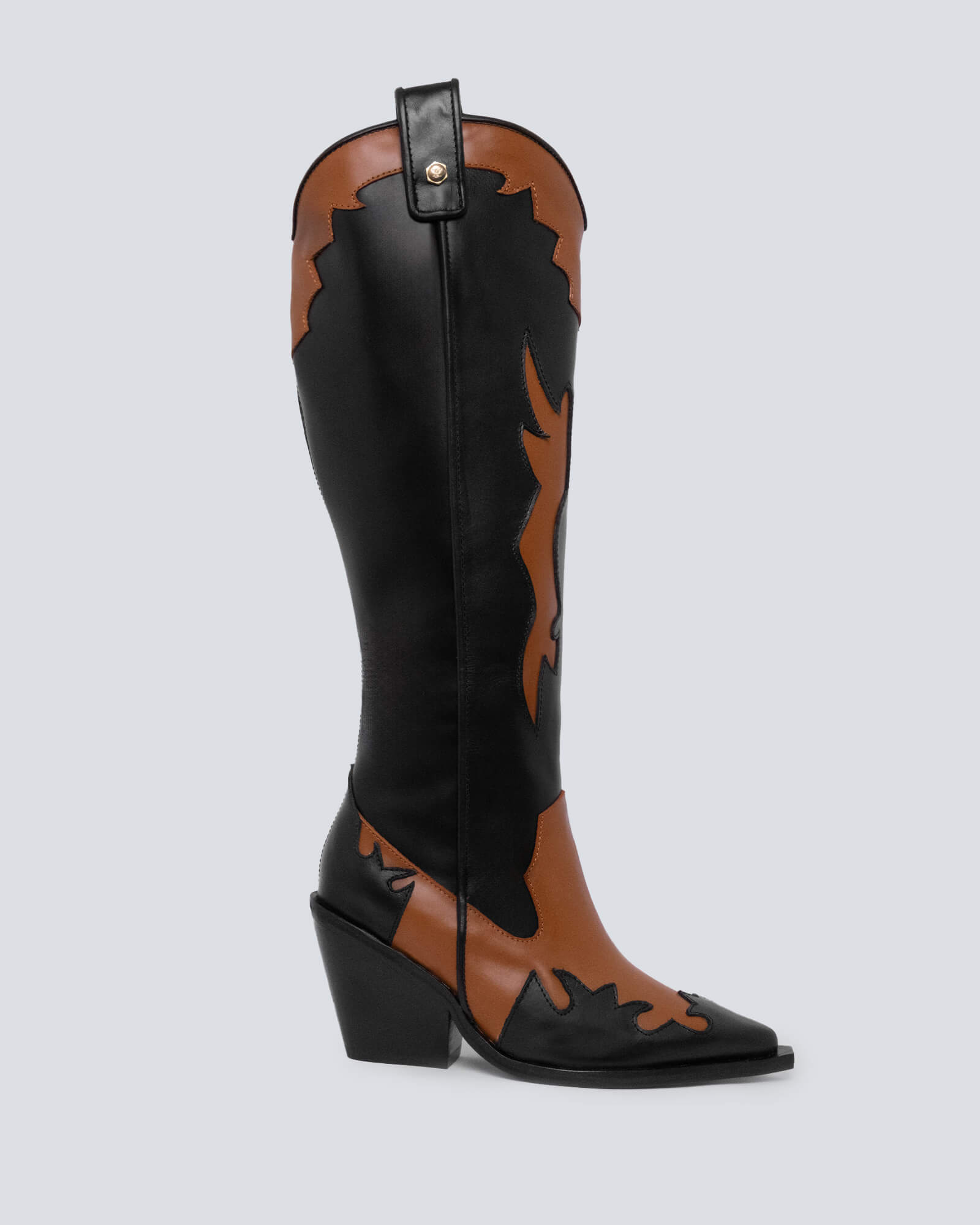 Bota en cuero texana Coachella  miel - negra