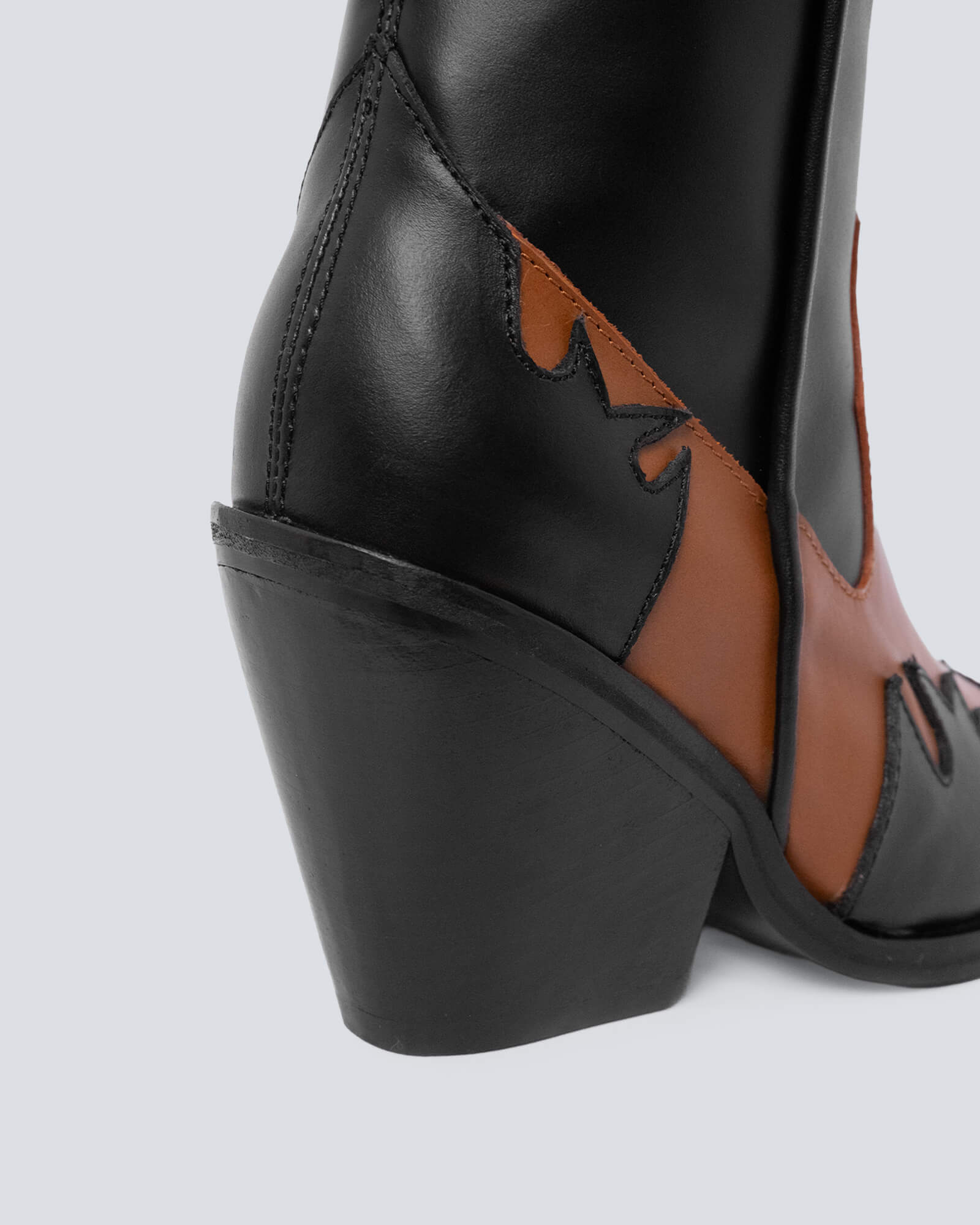 Bota en cuero texana Coachella  miel - negra