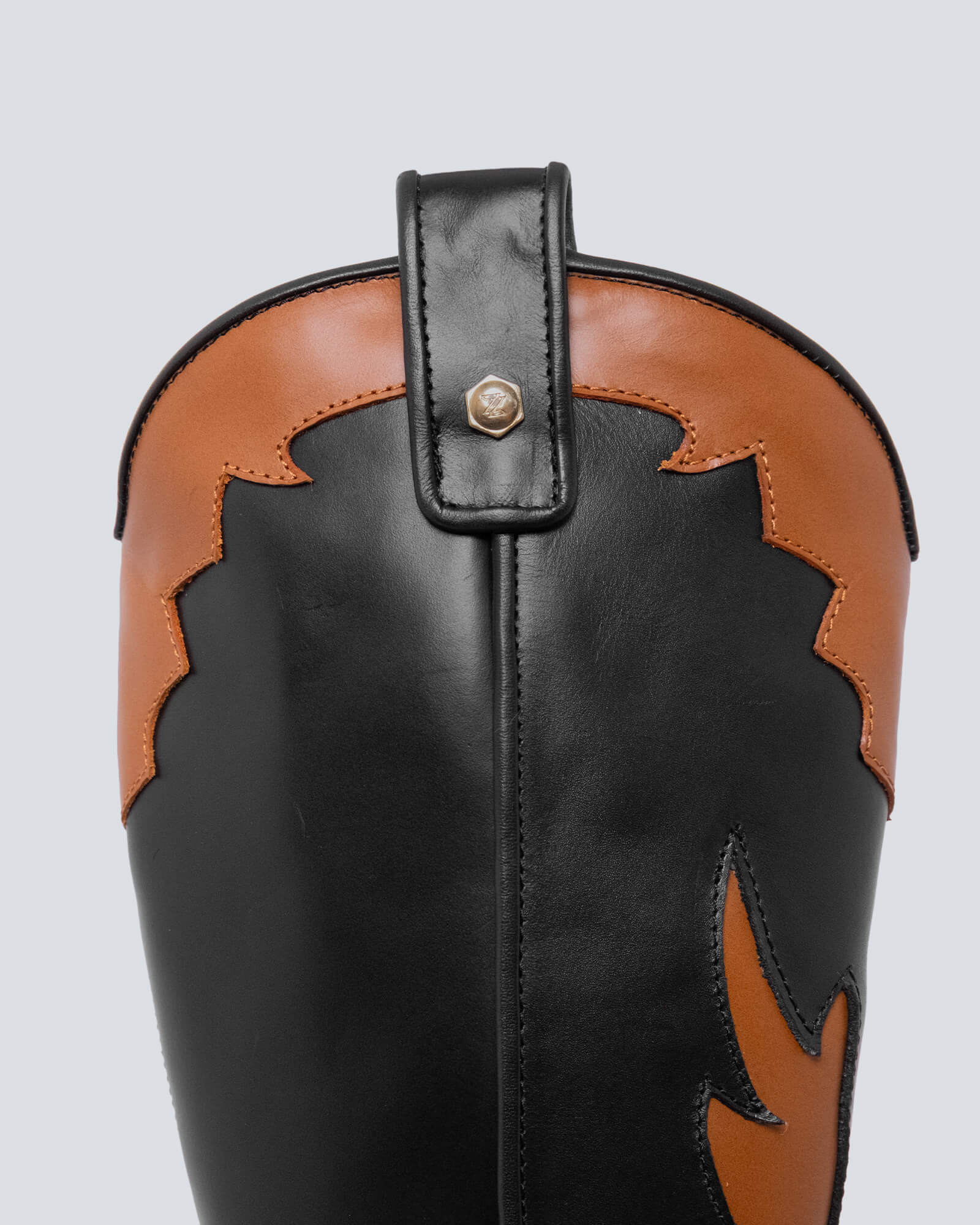 Bota en cuero texana Coachella  miel - negra