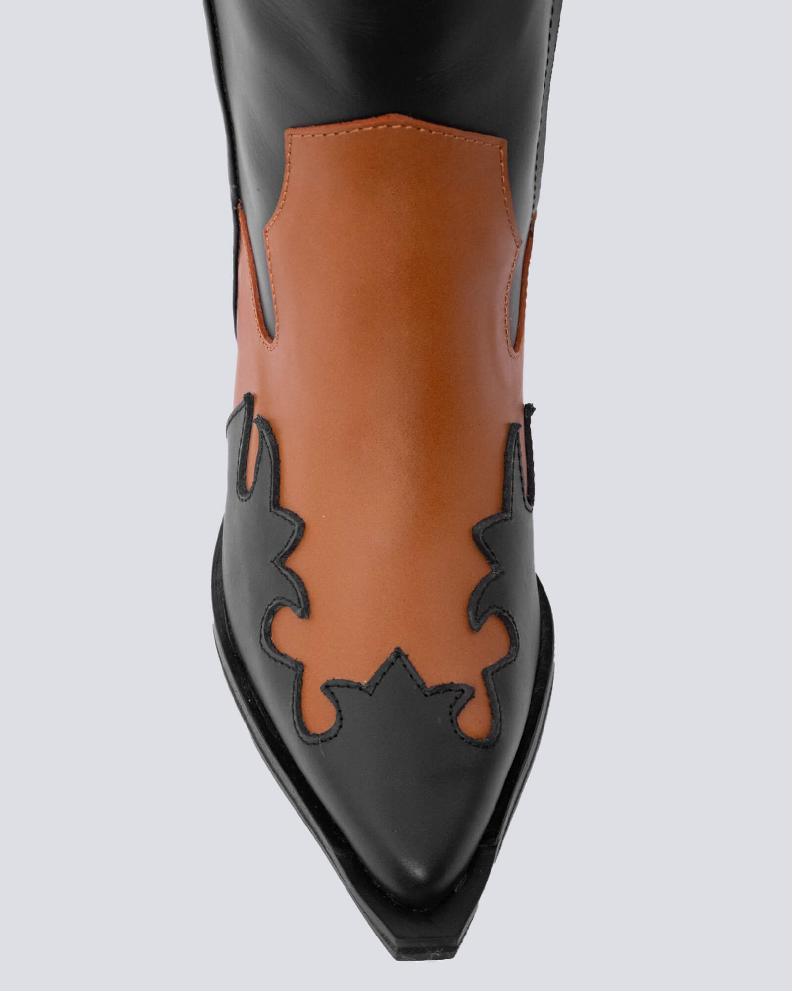 Bota en cuero texana Coachella  miel - negra