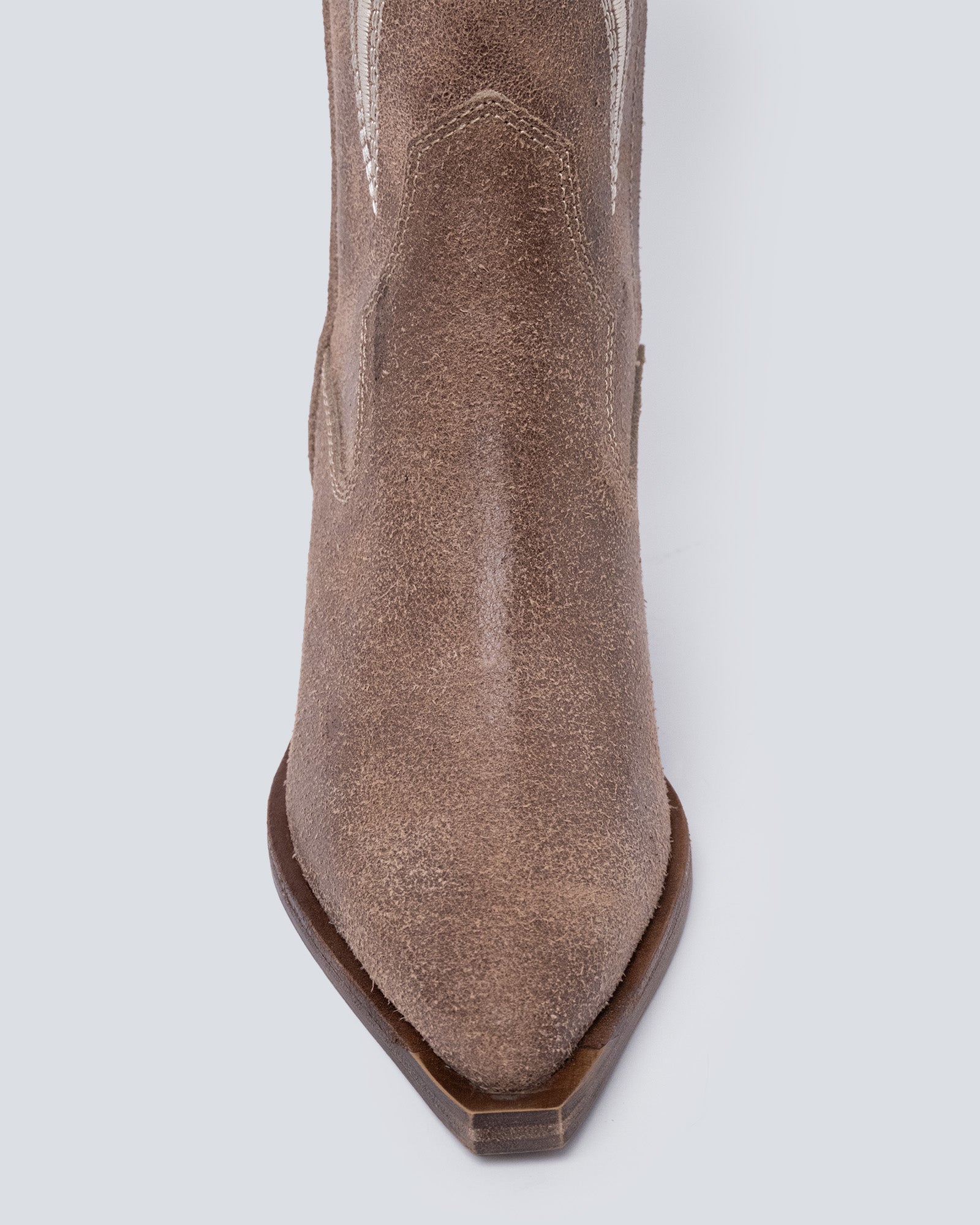 Botas en cuero larga bordada Arena