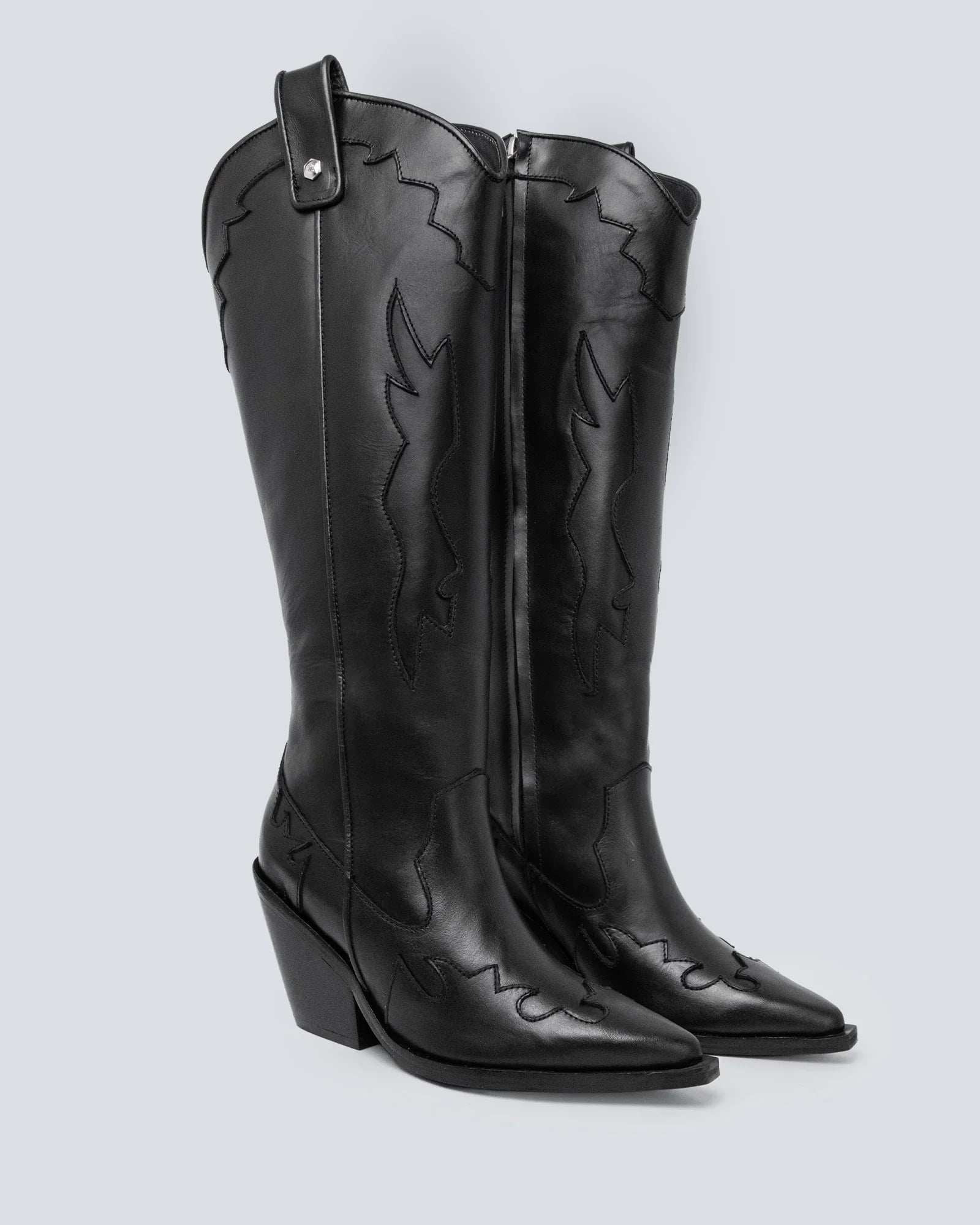 Bota en cuero texana Coachella Negra